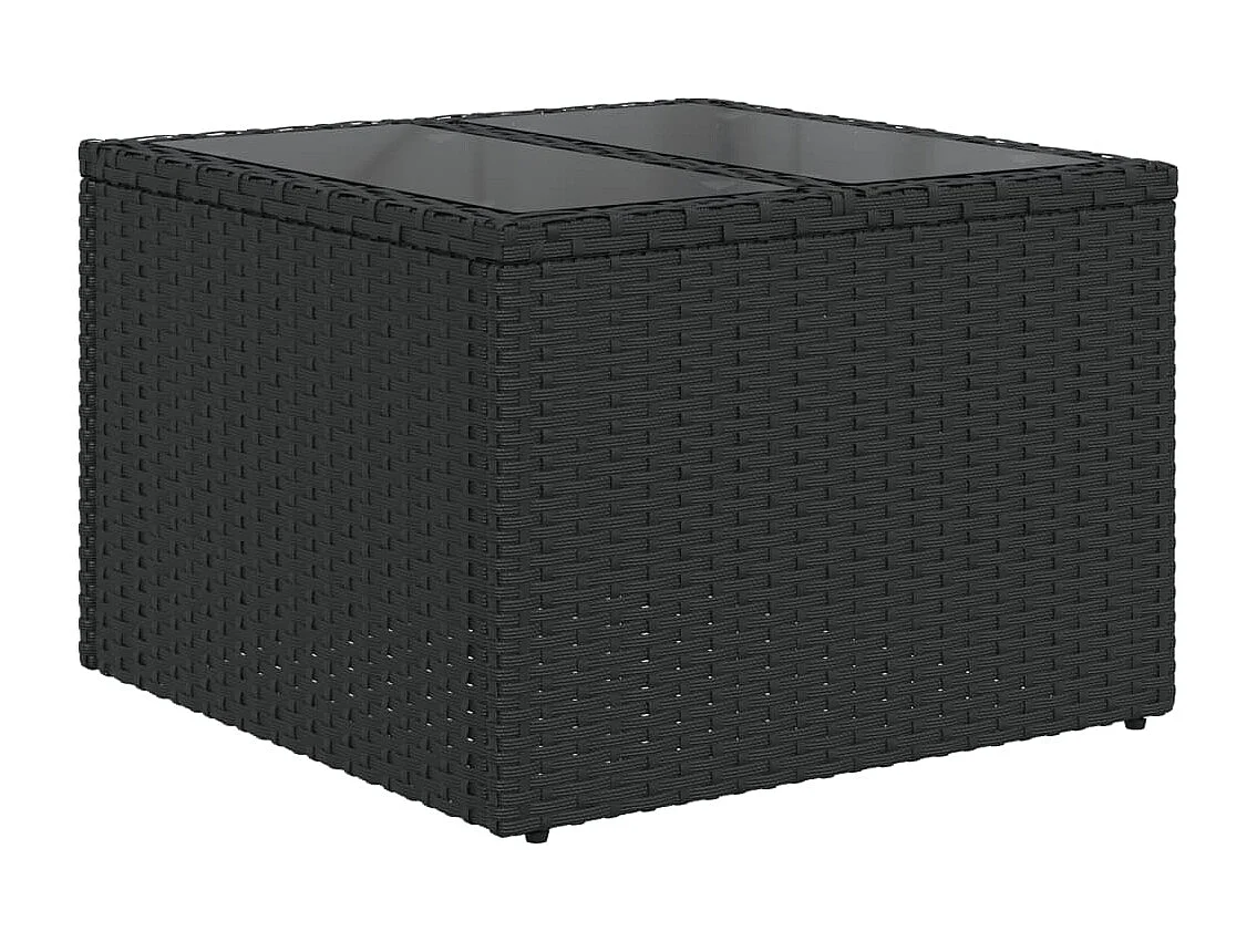 10-delige Loungeset met kussens poly rattan zwart