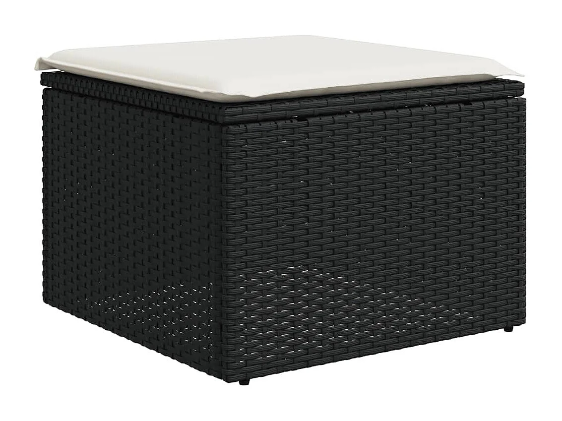 10-delige Loungeset met kussens poly rattan zwart