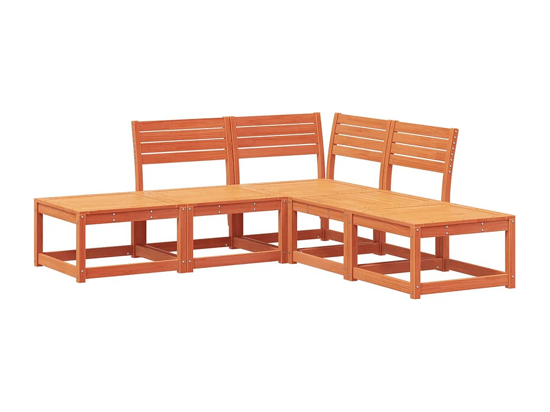 5-tlg. Garten-Sofagarnitur Wachsbraun Massivholz Kiefer