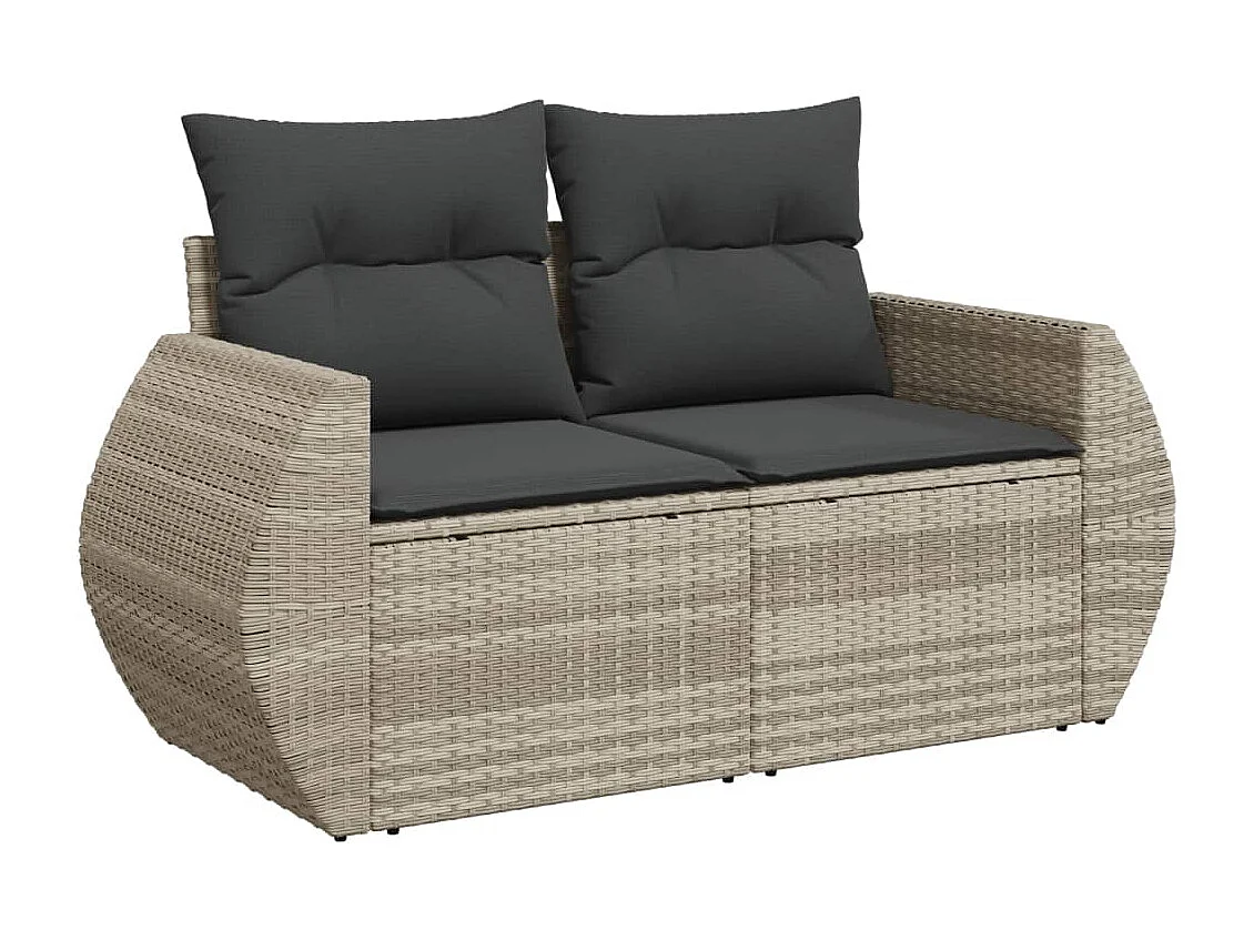 Salon de jardin avec coussins 10 pcs gris clair résine tressée