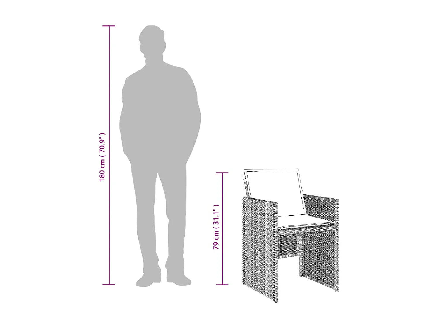 Set da Pranzo da Giardino 15 pz con Cuscini Grigio Polyrattan