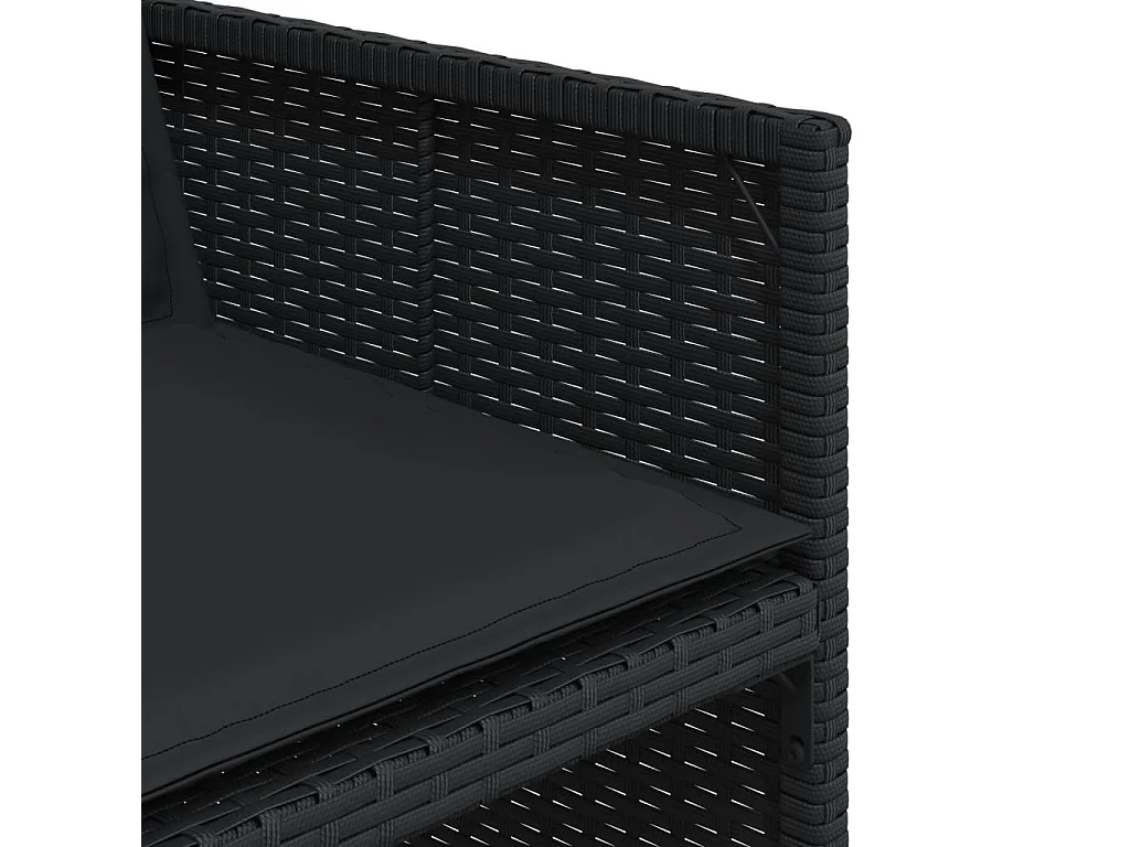 Ensemble à manger de jardin 11 pcs coussins noir résine tressée