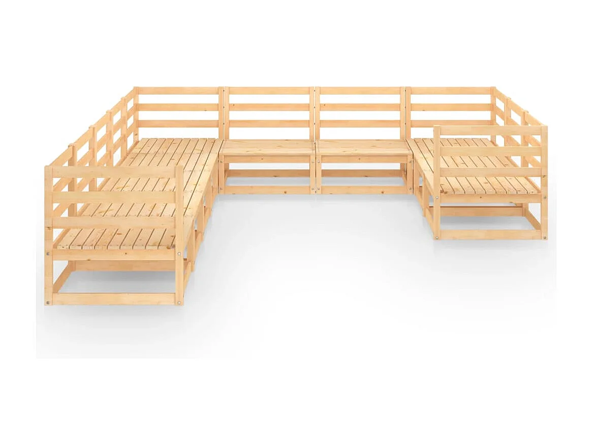 10-tlg. Garten-Lounge-Set Massivholz Kiefer
