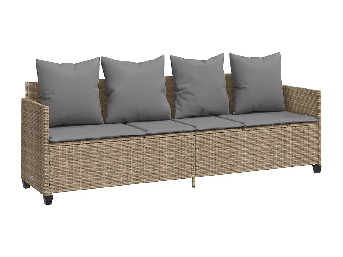 Salon de jardin avec coussins 5 pcs beige résine tressée