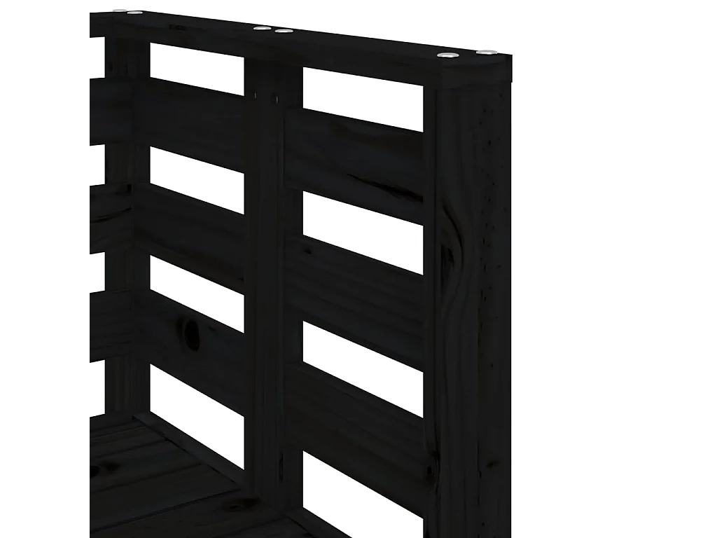 Salon de jardin 3 pcs noir bois massif de pin