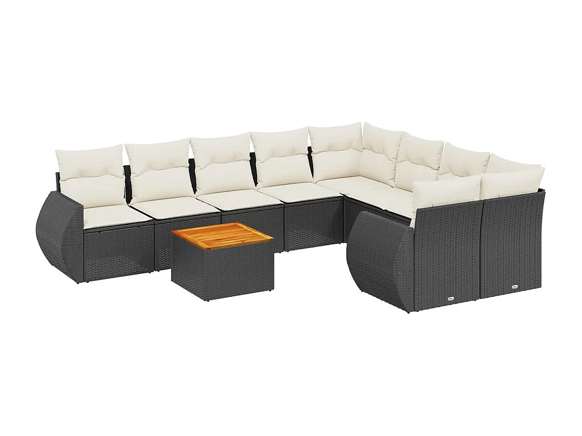 Set de sofás de jardín 8 piezas y cojines ratán sintético negro