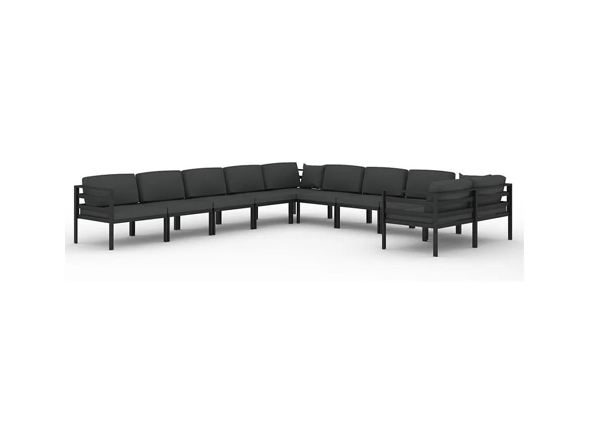 Salon de jardin 10 pcs avec coussins Aluminium Anthracite