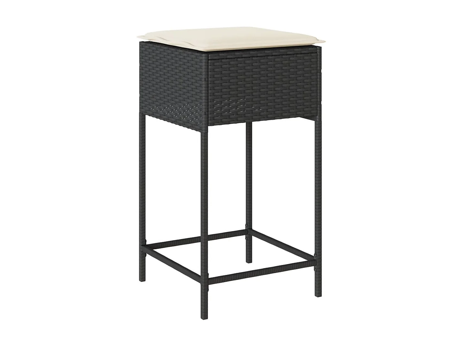 Ensemble de bar de jardin 3 pcs avec coussins noir poly rotin