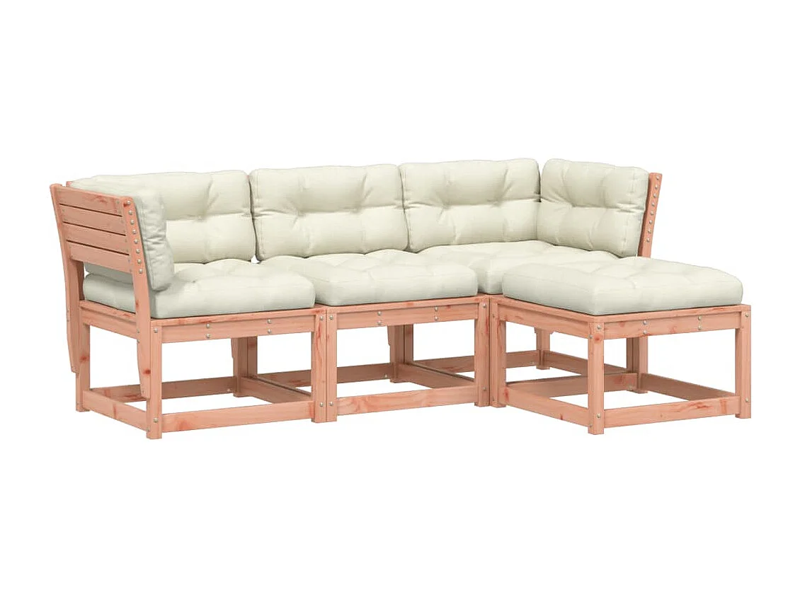 Set Divani Giardino 4 pz con Cuscini Legno Massello di Douglas