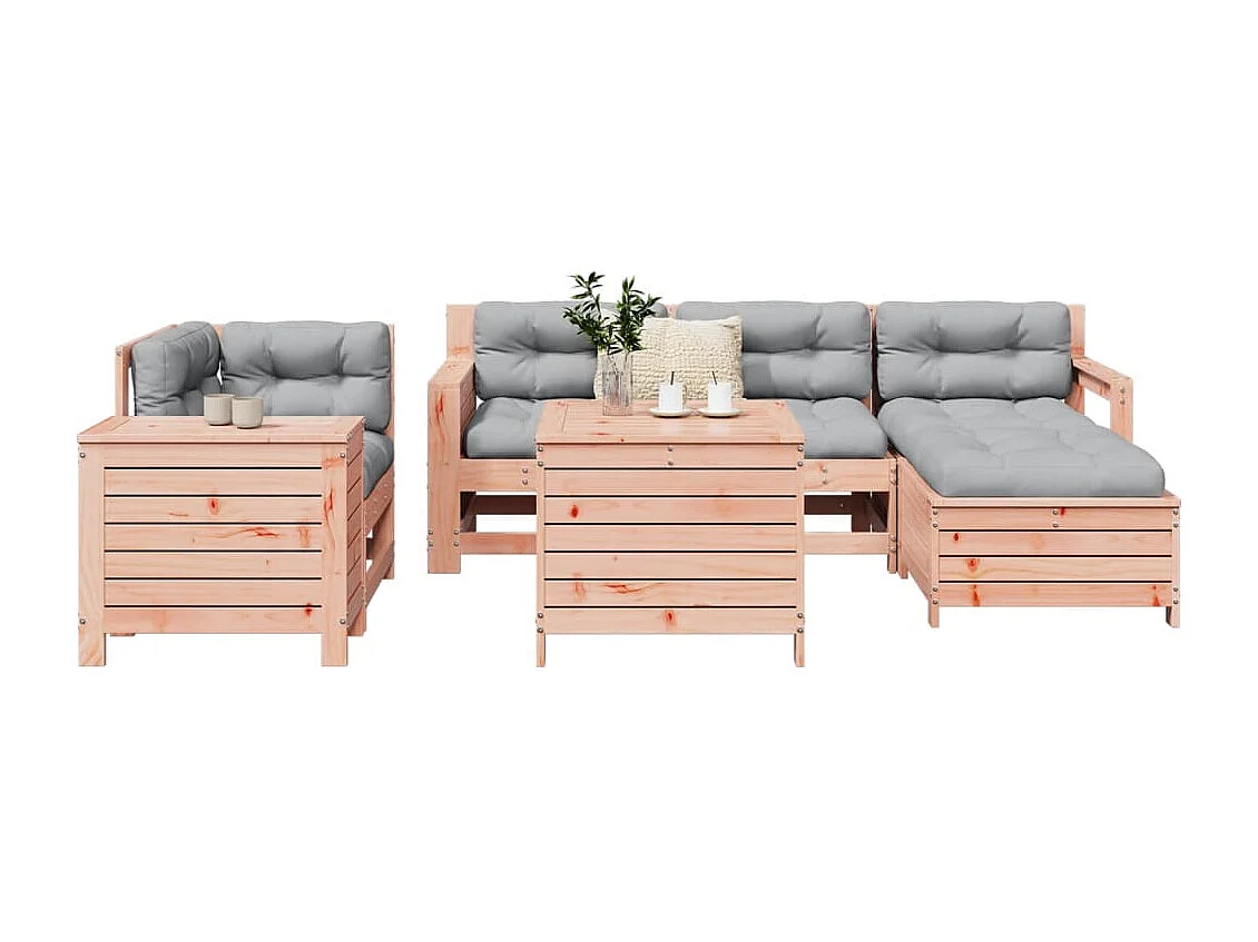 7 pcs conjunto sofás jardim madeira abeto-de-douglas