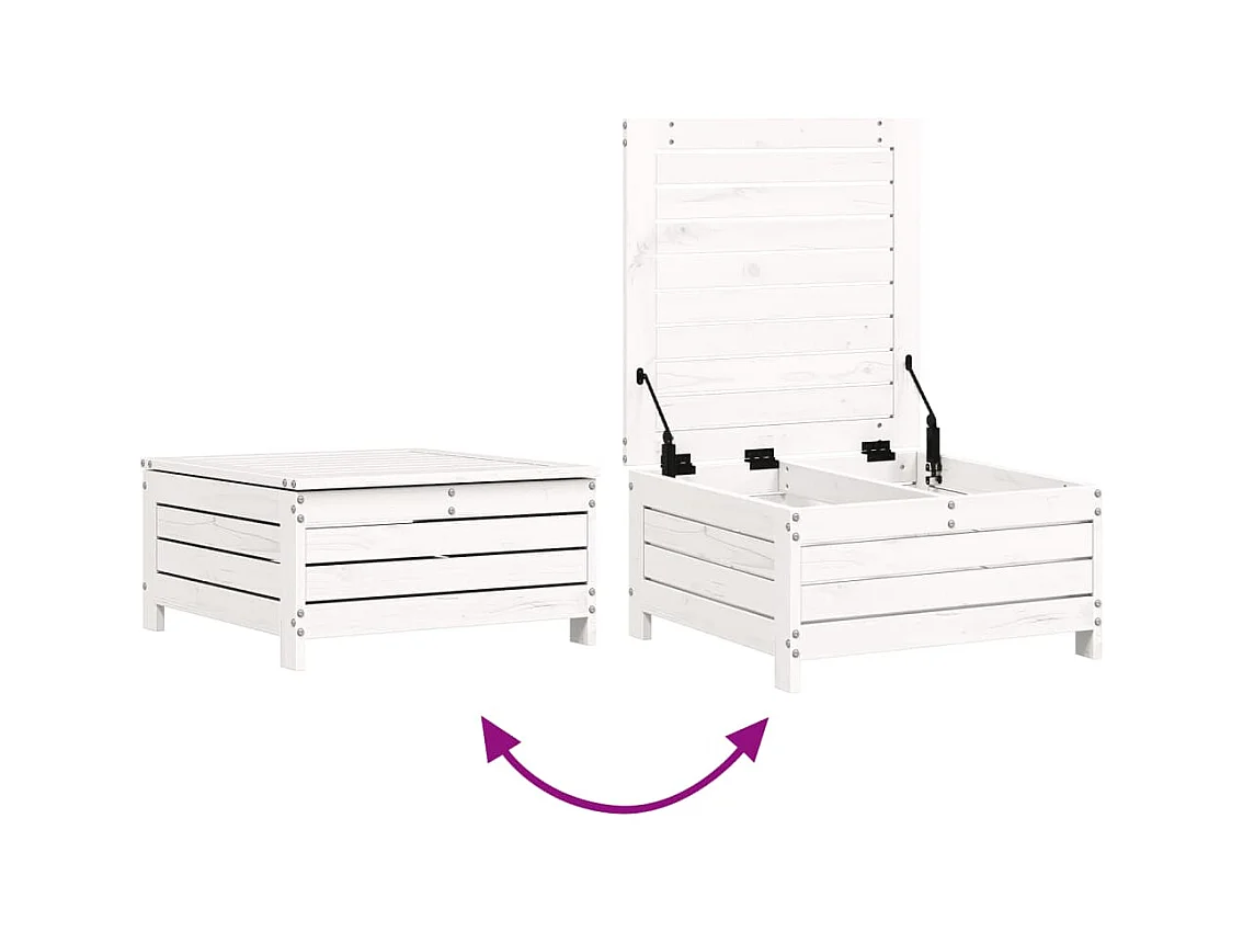 Salon de jardin 5 pcs blanc bois massif de pin