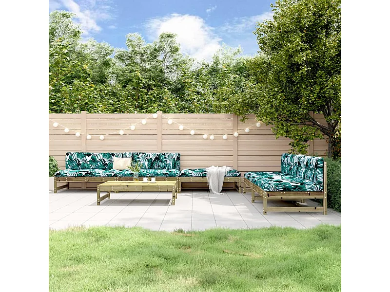 Salon de jardin 6 pcs bois de pin imprégné