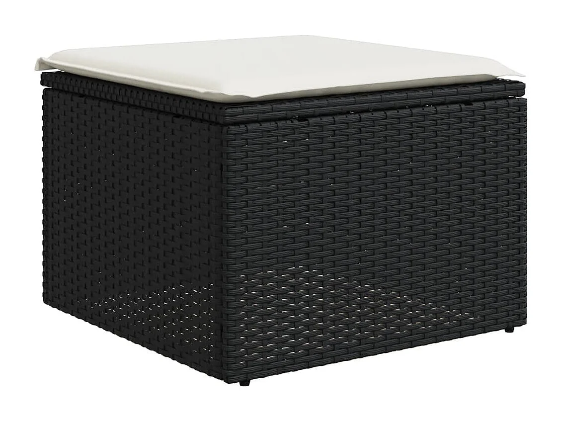 8-delige Loungeset met kussens poly rattan zwart