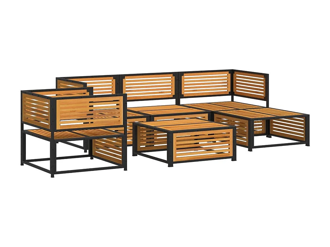 Salon de jardin avec coussins 6 pcs bois d'acacia solide