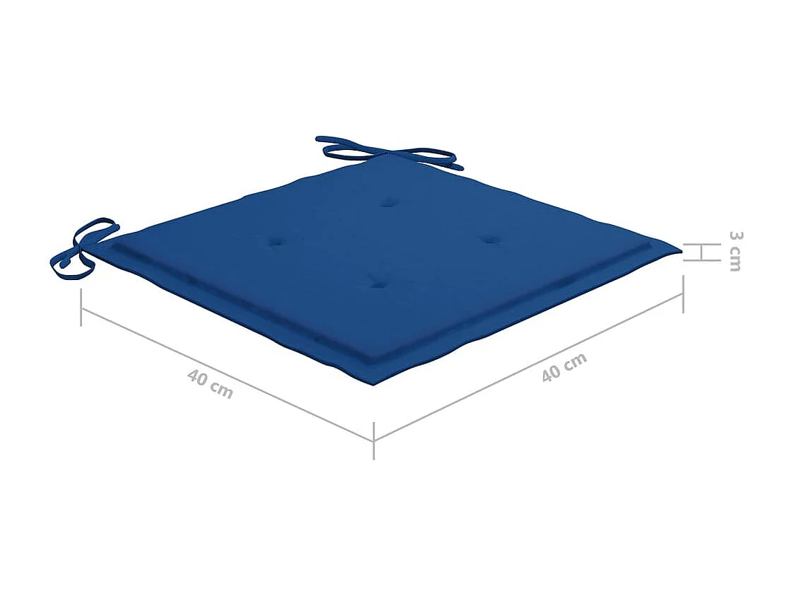 Ensemble à manger d'extérieur pliable avec coussin 3 pcs Teck