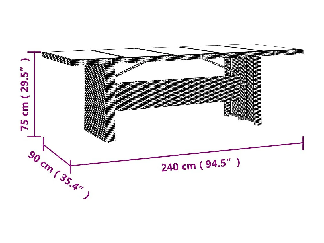 Set de mesa y sillas de jardín 11 pzas y cojines ratán PE beige