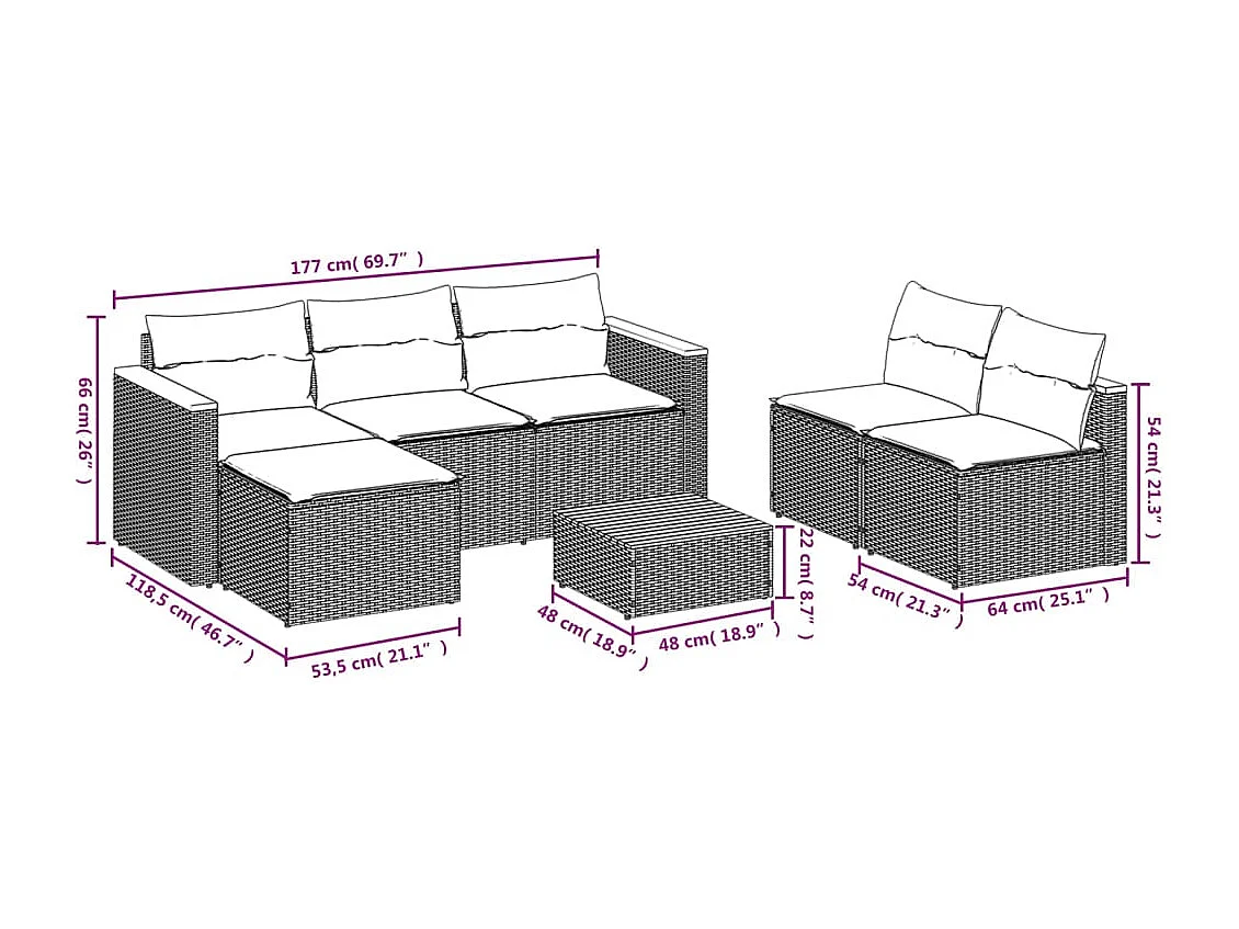 Salon de jardin 5 pcs avec coussins noir résine tressée acacia