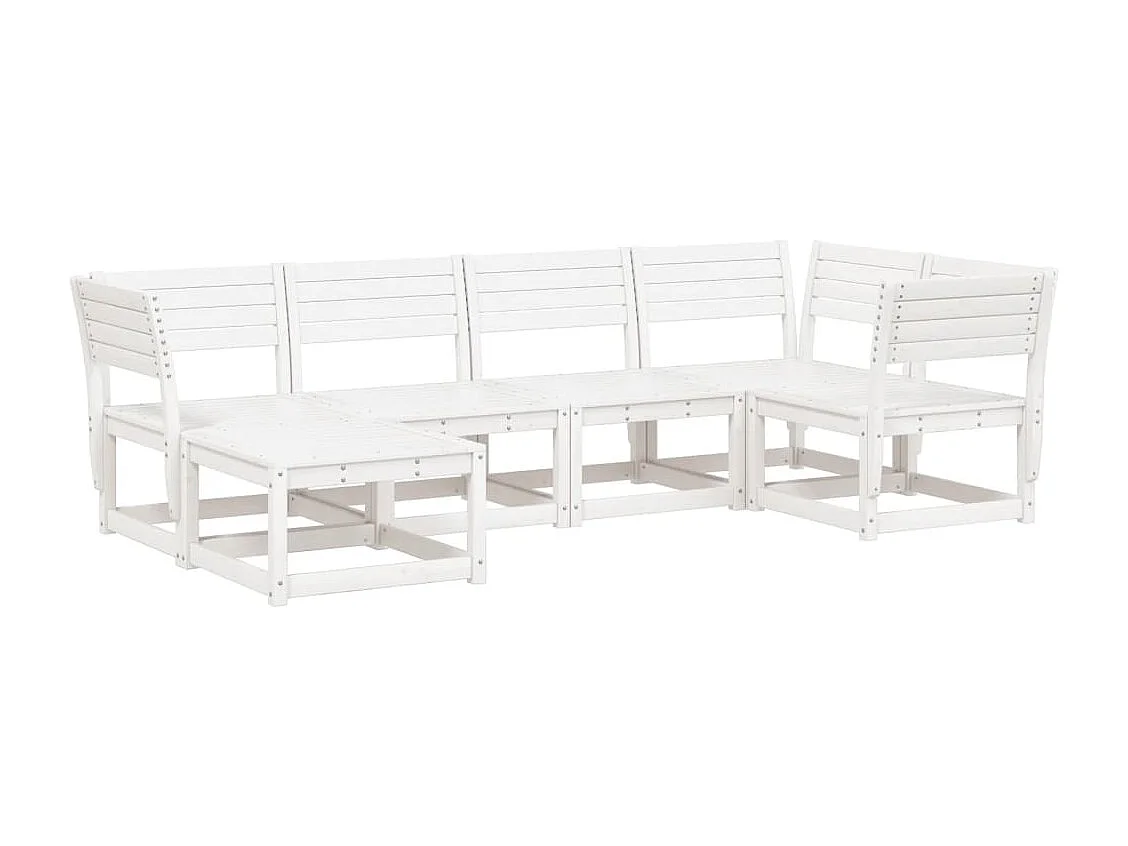 Salon de jardin 6 pcs blanc bois de pin massif