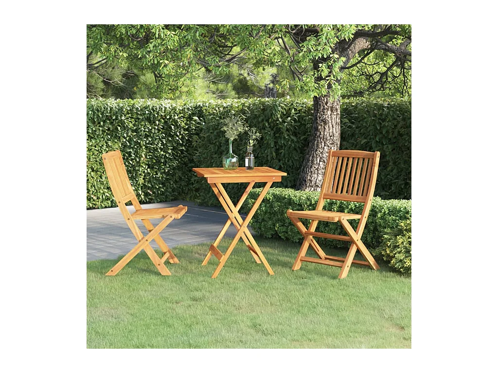 Set da Pranzo da Giardino 3 pz Pieghevole in Massello di Acacia