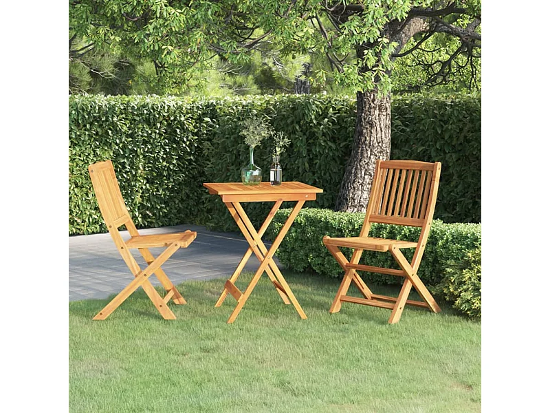 Comedor de jardín plegable 3 piezas madera maciza de acacia