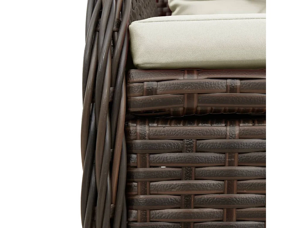 Set da Pranzo da Giardino 7pz con Cuscini in Polyrattan Marrone