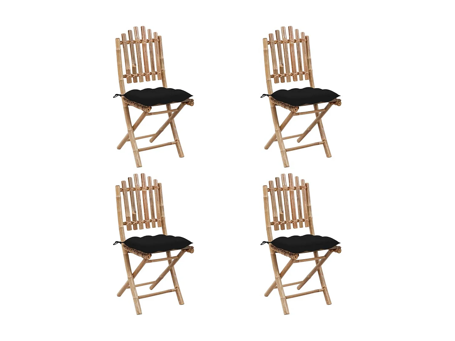 Ensemble à manger d'extérieur pliable 5pcs avec coussins Bambou