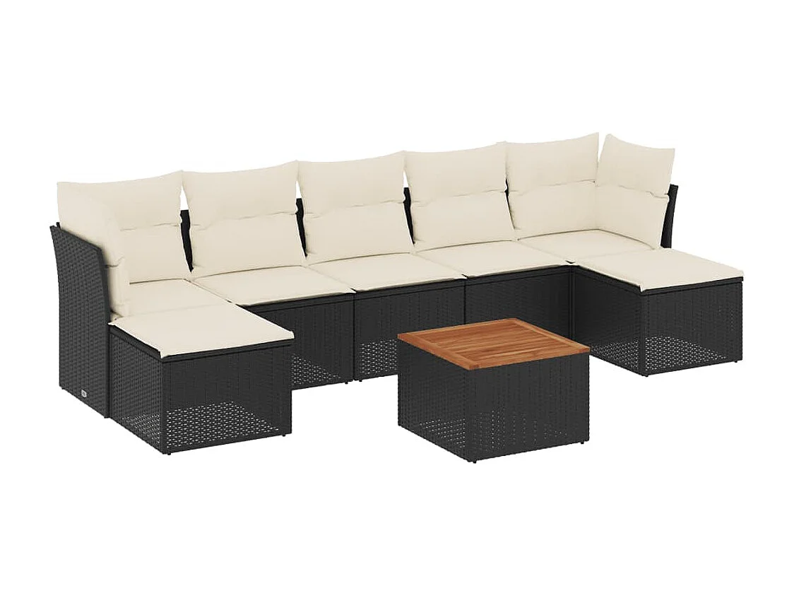 Set Divani da Giardino con Cuscini 8 pz Nero in Polyrattan