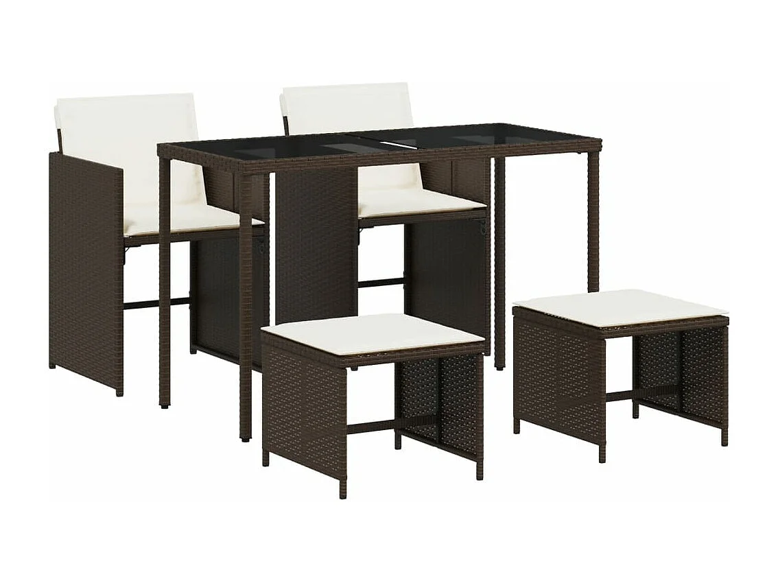 Set comedor de jardín 5 piezas y cojines ratán sintético marrón