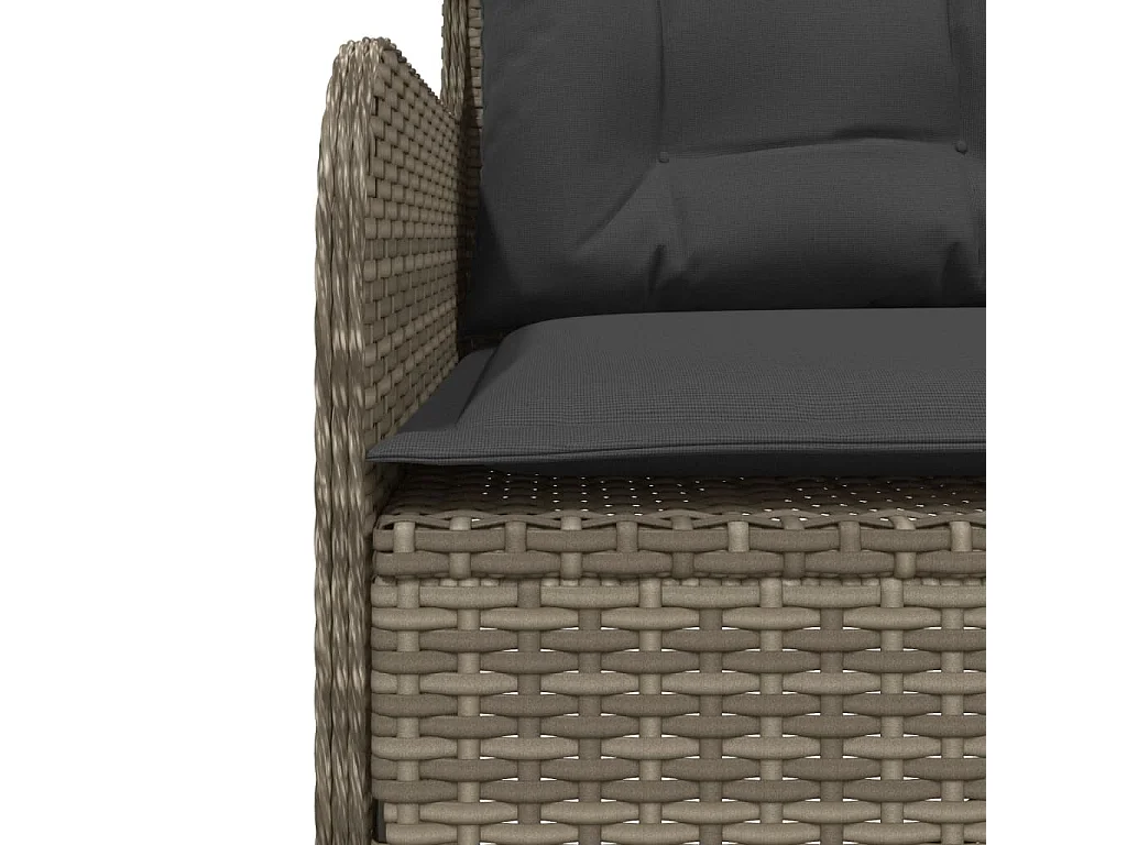 2 pcs conjunto sofás de jardim c/ almofadões vime PE cinzento