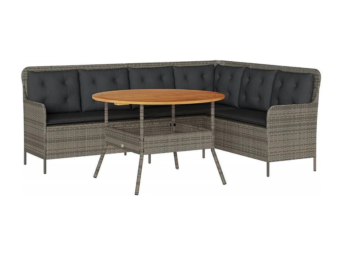 Salon de jardin 2 pcs avec coussins Gris Résine tressée