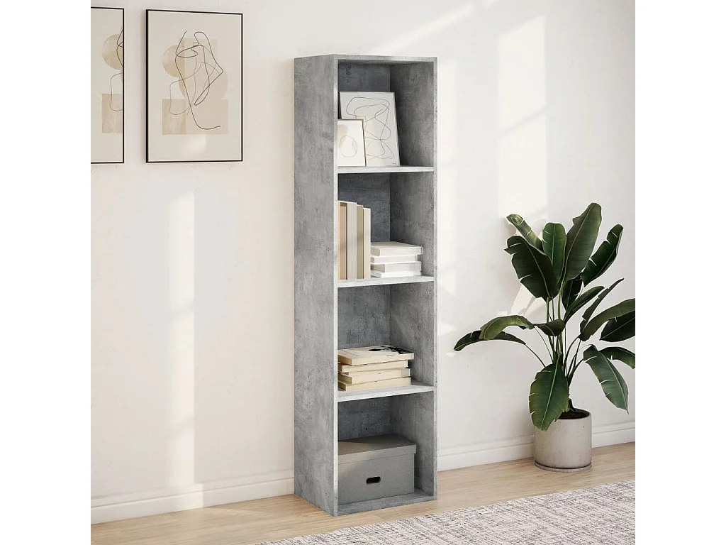 Estantería de madera de ingeniería gris hormigón 40x30x152 cm