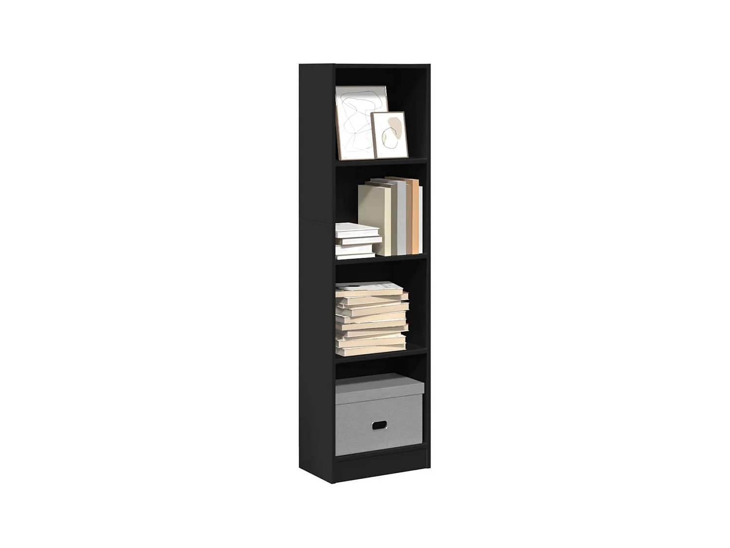 Libreria Nera 40x24x143 cm in Truciolato