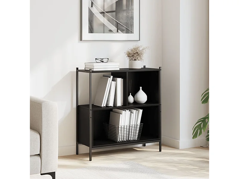 Libreria Nera 72x28x77,5 cm in Legno Multistrato