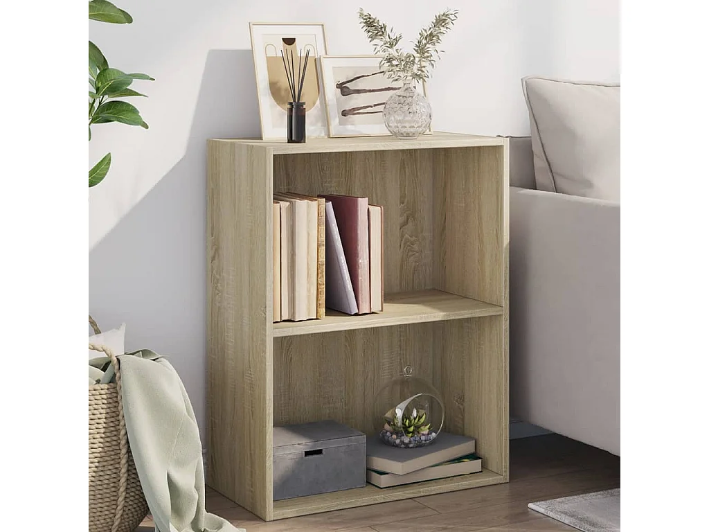 Libreria 2 Ripiani Rovere Sonoma 60x30x76,5cm Legno Multistrato