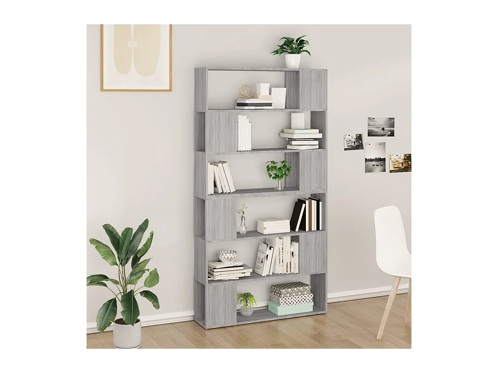 Bibliothèque/Séparateur de pièce sonoma gris 100x24x188 cm