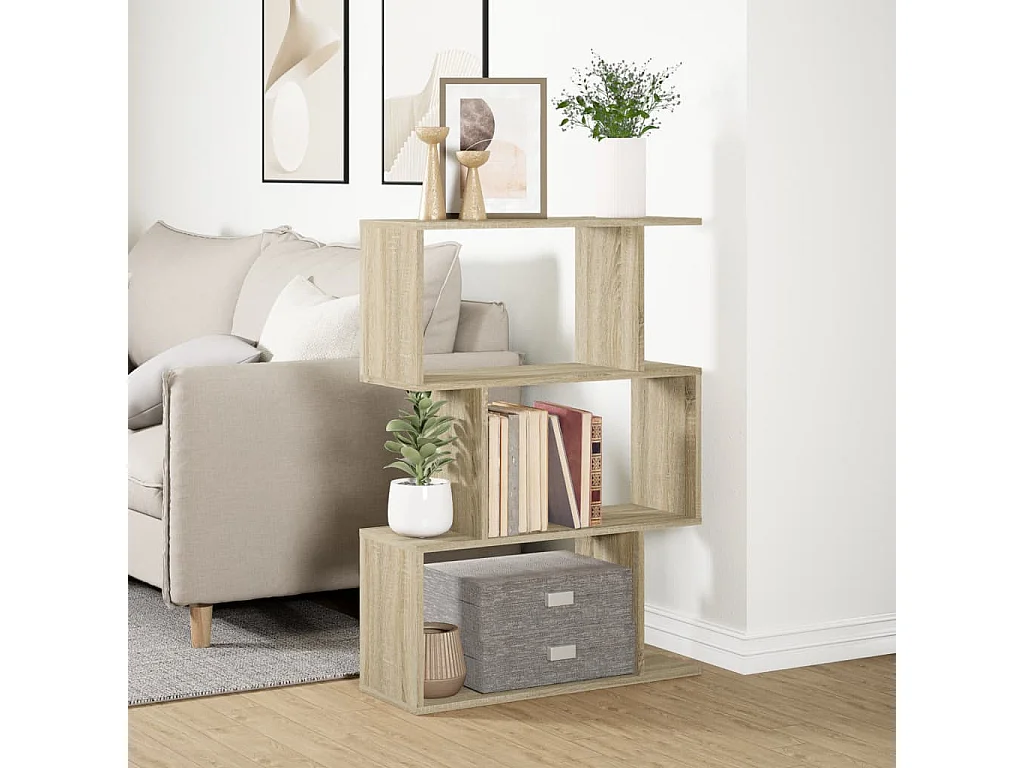 Libreria Divisorio 3 Ripiani Sonoma 70x24x97 cm in Truciolato