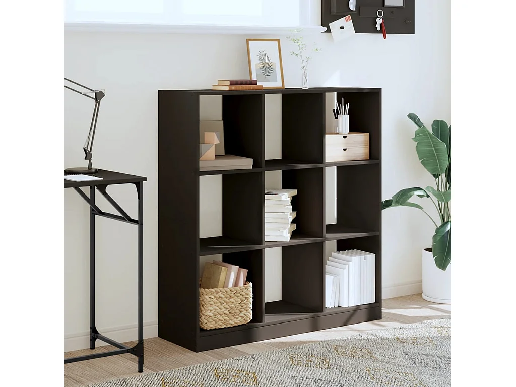 Bibliothèque noir 102x32x108 cm bois d'ingénierie