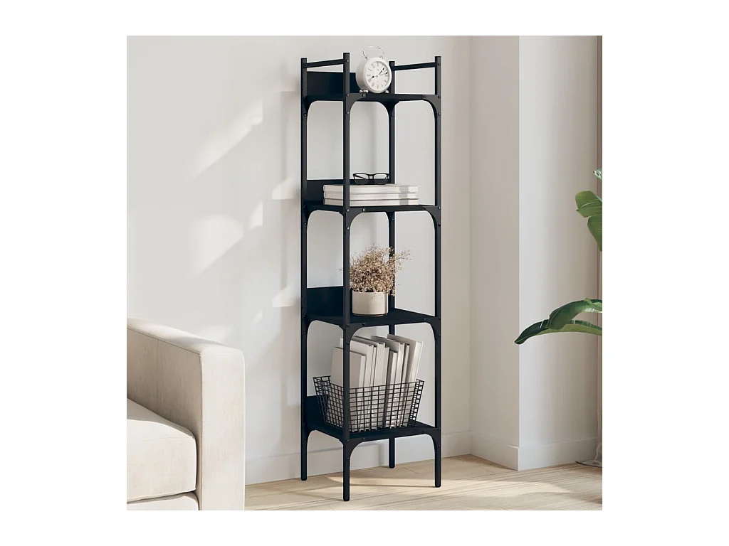 Libreria a 4 Ripiani Nera 35x30x138,5 cm in Legno Multistrato