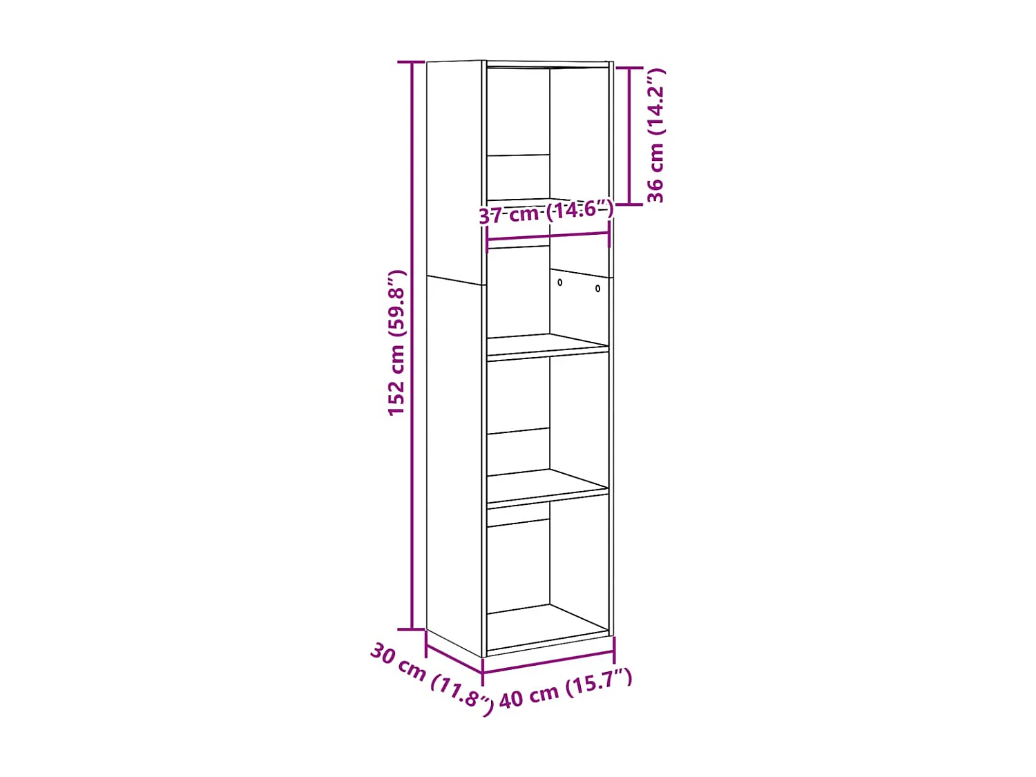 Libreria Bianca 80x30x189 cm in Legno Multistrato