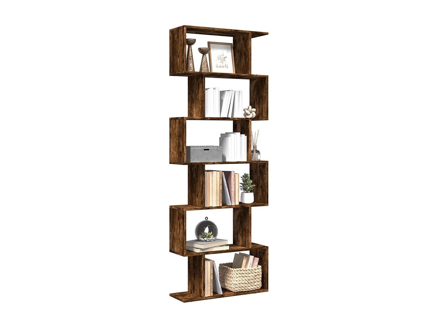 Raumteiler-Bücherregal 6 Etagen Räuchereiche 70x24x193 cm