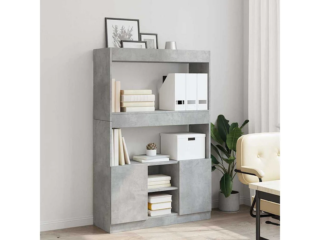 Highboard Betongrau 92x33x140 cm Holzwerkstoff