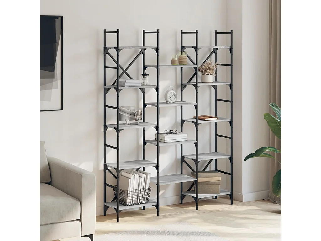 Estantería madera de ingeniería gris Sonoma 127,5x28,5x172,5 cm