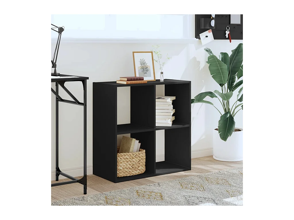 Bibliothèque noir 68,5x32x68,5 cm bois d'ingénierie