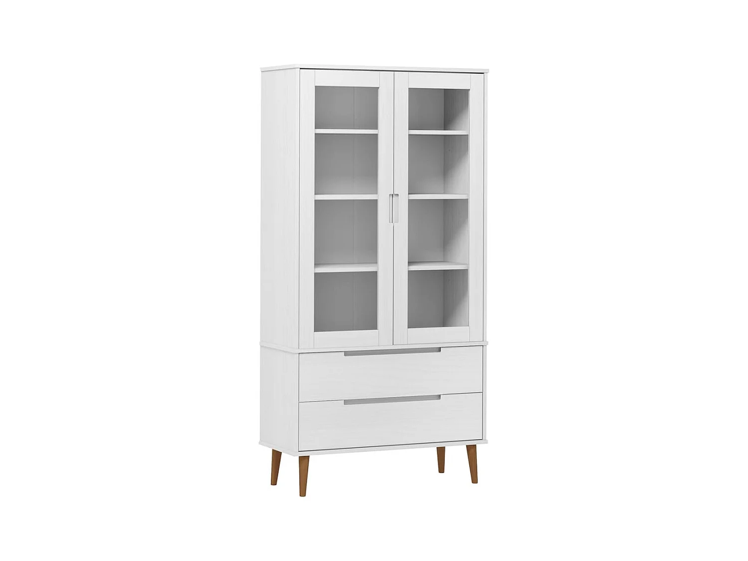 Armoire à vitrine MOLDE Blanc 90x35x175 cm Bois de pin massif