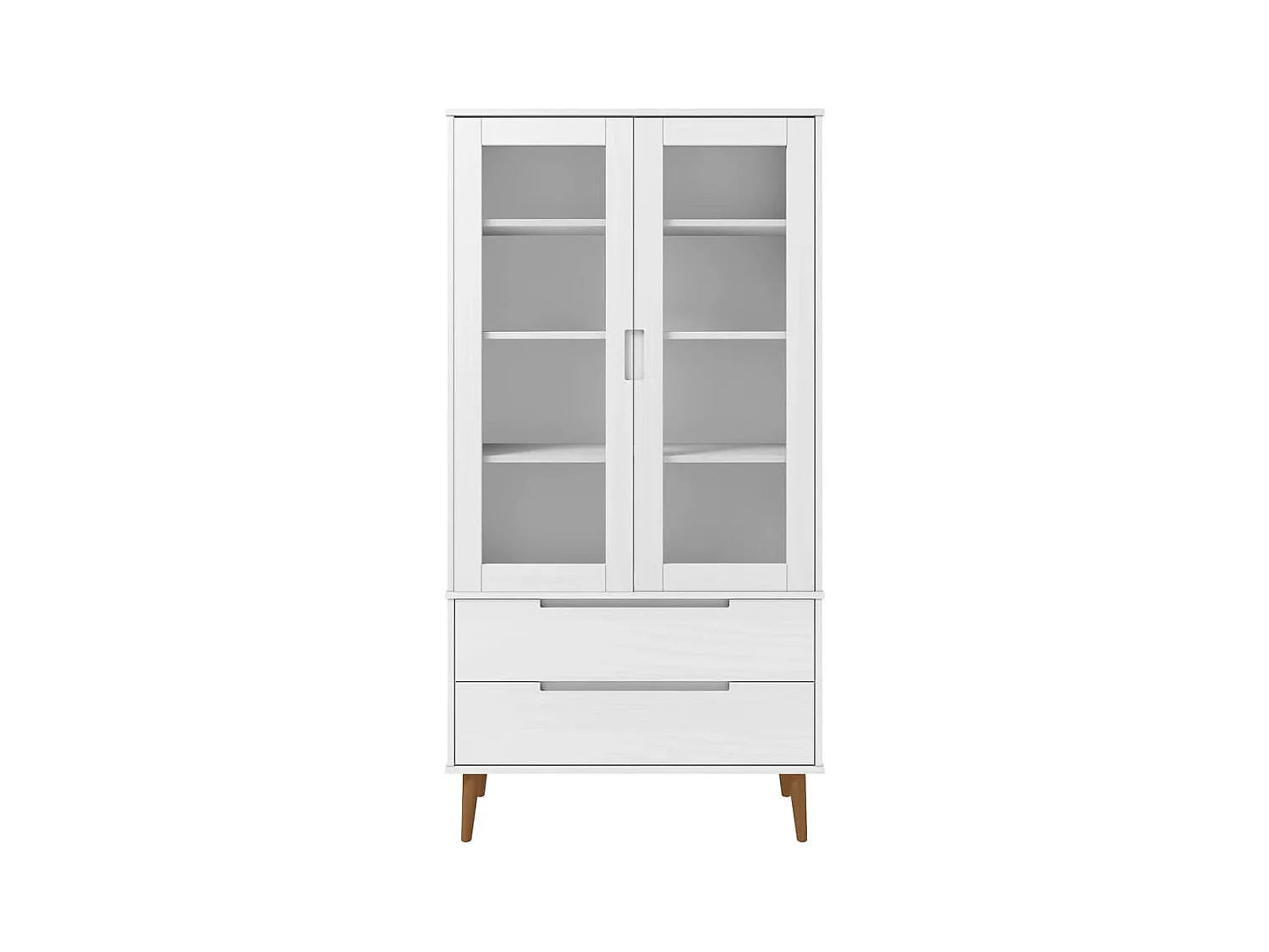Armoire à vitrine MOLDE Blanc 90x35x175 cm Bois de pin massif