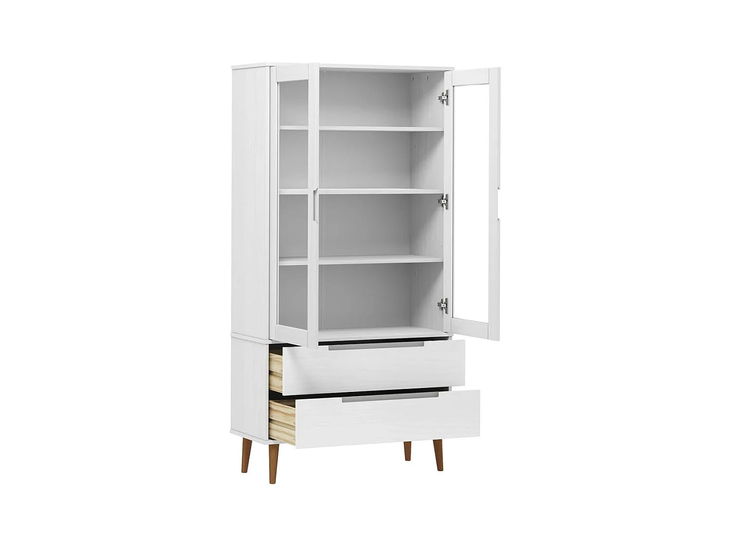 Armoire à vitrine MOLDE Blanc 90x35x175 cm Bois de pin massif