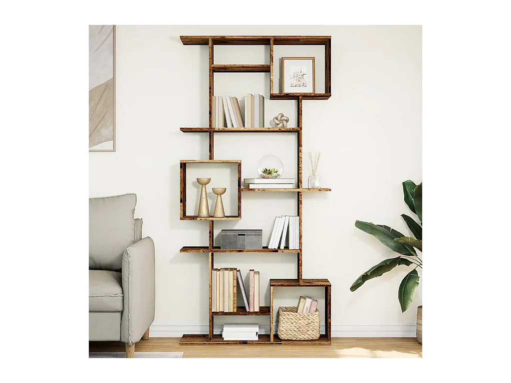 Estantería de madera de ingeniería envejecida 92x29x188 cm