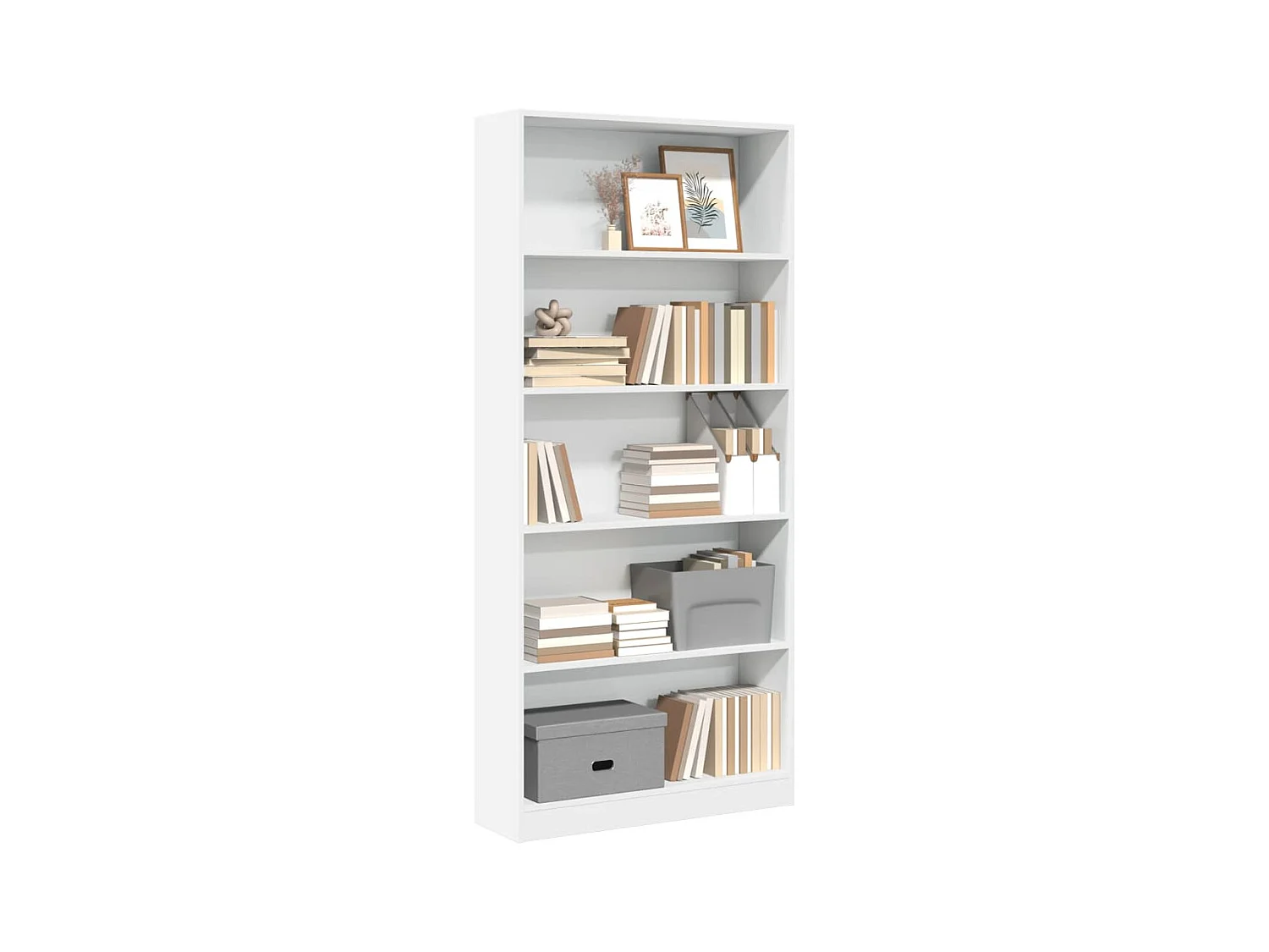 Boekenkast 80x24x176 cm bewerkt hout wit