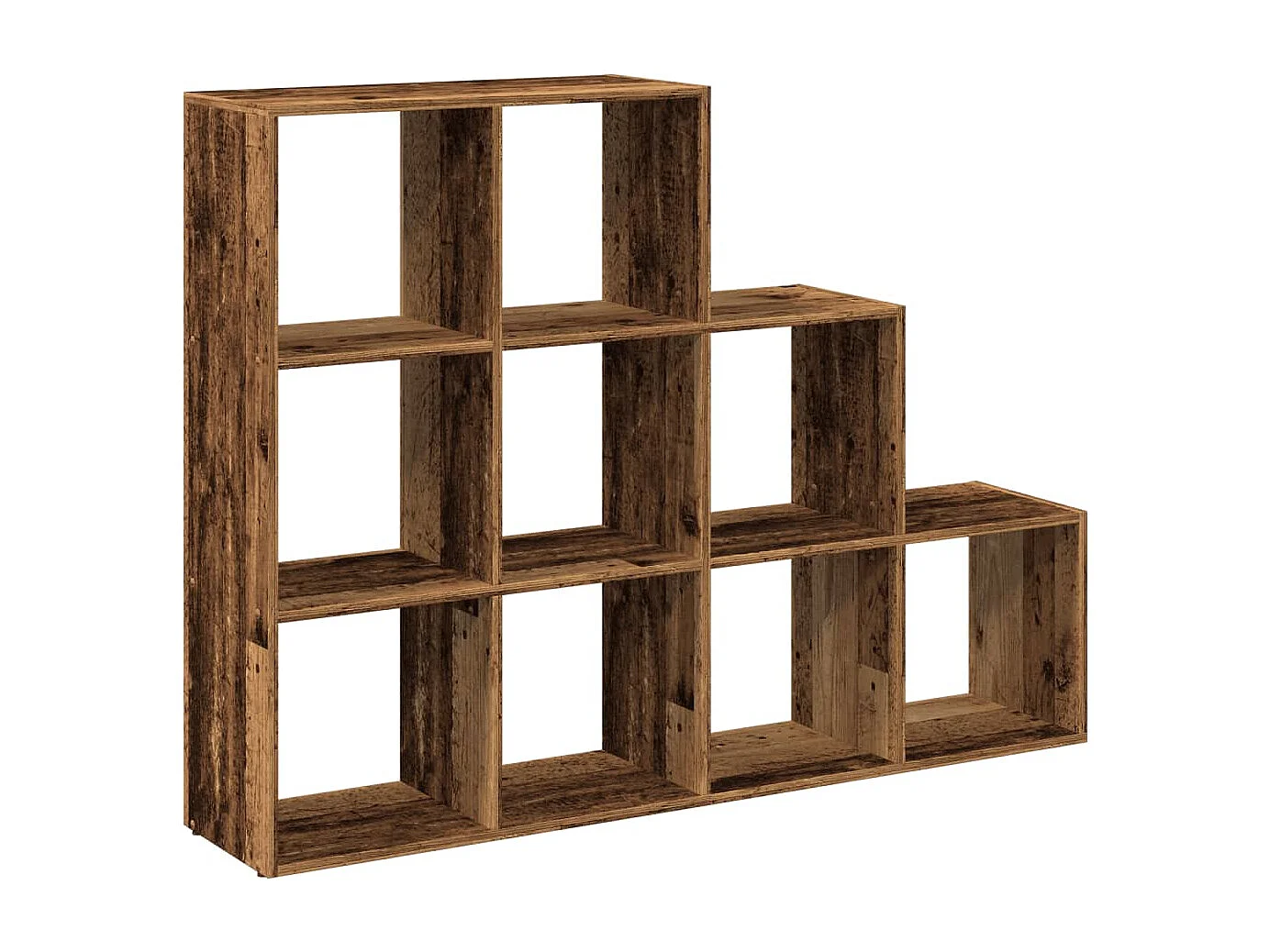 Étagère séparatrice de pièce à 3 niveaux vieux bois