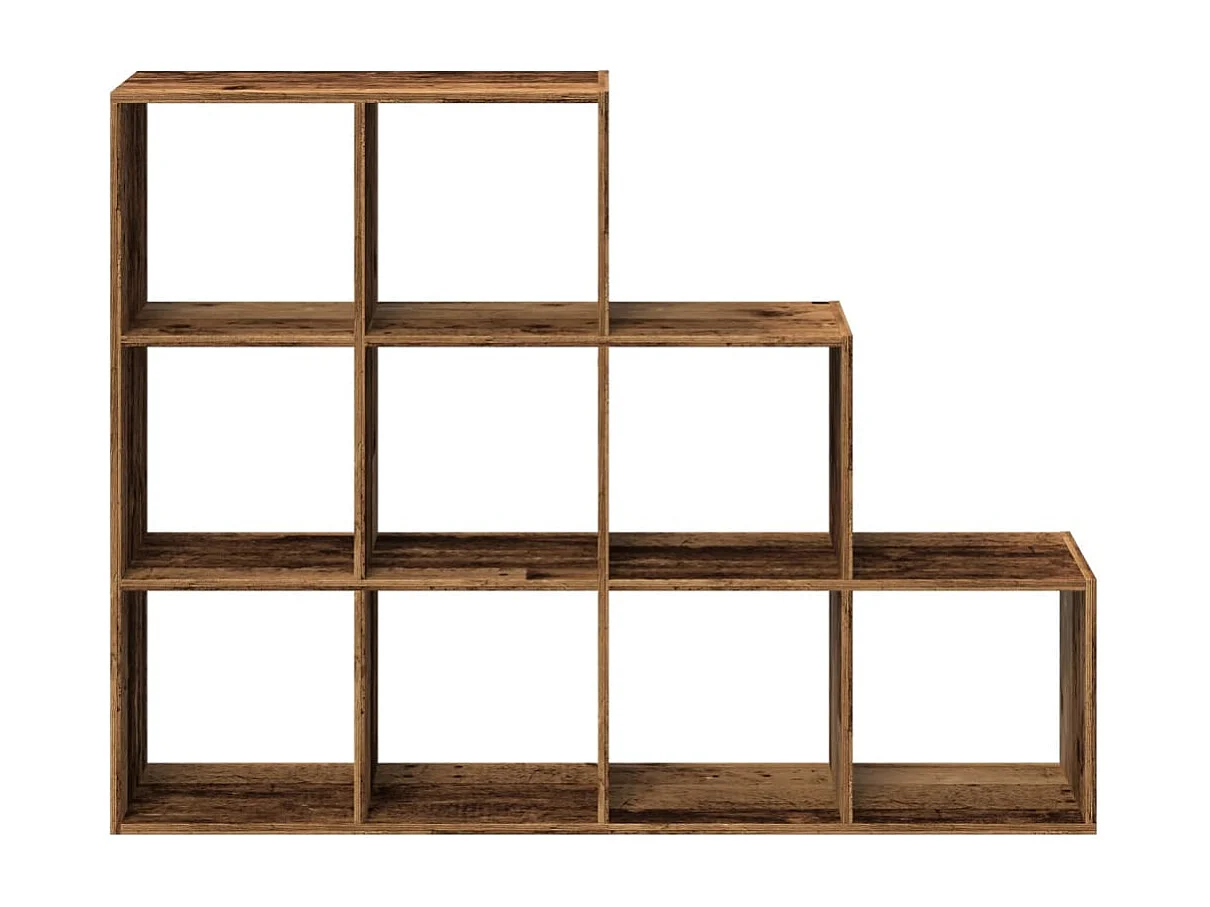 Étagère séparatrice de pièce à 3 niveaux vieux bois